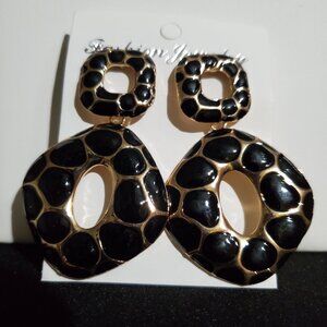 NWT - Fashion Geometric Square Leopard Earrings